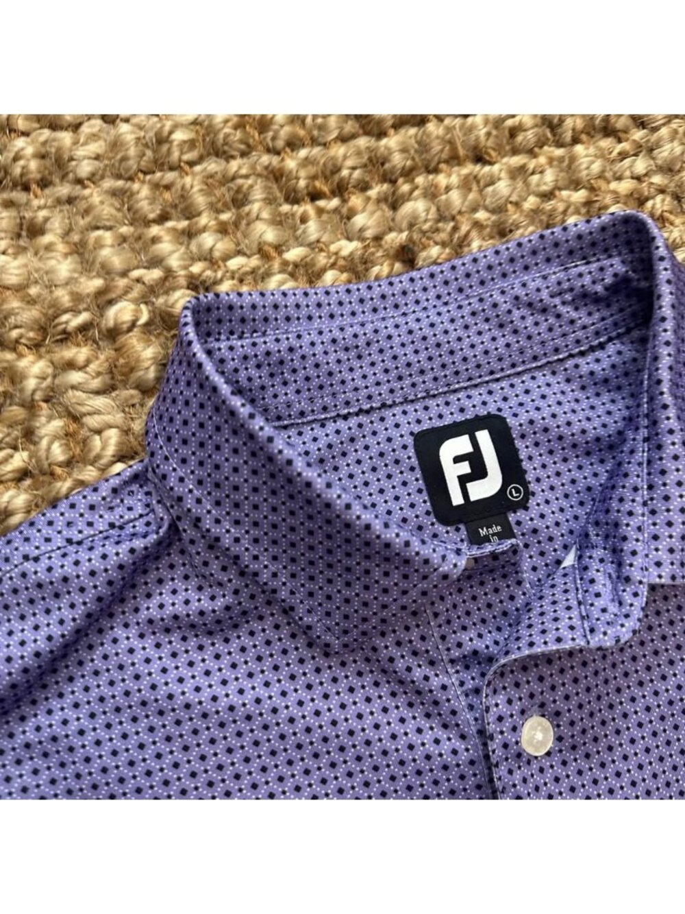FootJoy Purple Geometric Pattern Golf Polo Shirt Large